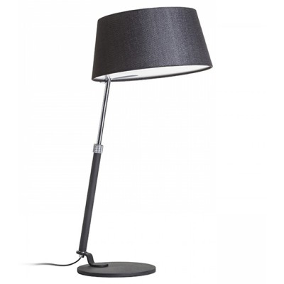 RITZY Stolní lampa, základna kov, povrch lak černá mat s detaily chrom lesk, stínítko textil černá, pro žárovku 1x42W, E27, 230V, IP20, tř.2. rozměry stínítko d=330mm h=150mm, teleskopická noha max h=550mm