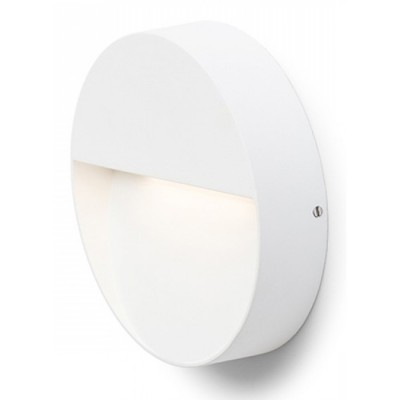 AQILA-LED Nástěnné venkovní svítidlo, základna kov, povrch lak bílá mat, difuzor plast mat, LED 1x6W, teplá 3000K, 200lm, Ra80, 230V, IP54, tř.1. rozměry d=150mm h=34mm, svítí dolů