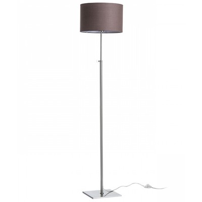 EDIKA Stojací lampa, stavitelná výška, základna kov, povrch nikl mat, stínítko textil hnědá, pro žárovku 1x42W, E27, 230V, IP20, tř.2. rozměry d=350mm h=1660mm