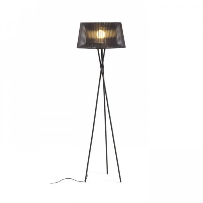 BOULOGNE Stojací lampa, trojnožka, základna kov, povrch černá, stínítko textil černá, pro žárovku 1x28W, E27, A60, 230V, IP20, tř.2, rozměry d=550mm, h=1785mm, vč vypínače na kabelu