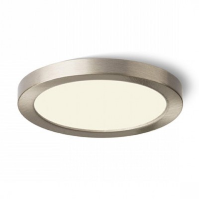 HUE R9 LED Stropní vestavné svítidlo, základna kov, rámeček nikl mat, difuzor plast opál, LED 1x6W, teplá 3000K, 540lm, Ra80, 230V, IP20, tř.2. rozměry d=90mm h=9mm