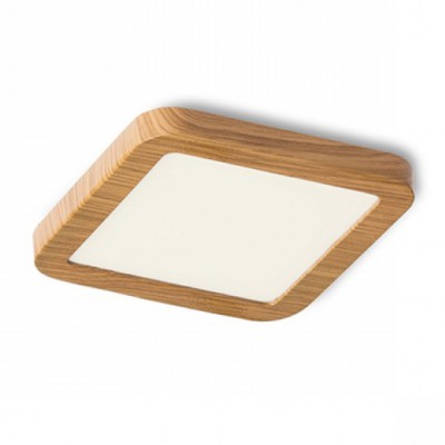 HUE SQ9 LED Stropní, podhledové svítidlo čtvercové, základna kov, rámeček dřevo buk světlý, difuzor plast opál, LED 1x6W, teplá 3000K, 540lm, Ra80, 230V, IP20, tř.2. rozměry 90x90x9mm