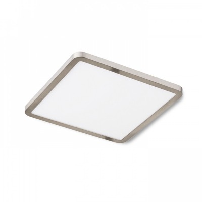 HUE SQ17 LED Stropní, podhledové svítidlo čtvercové, základna kov, rámeček nikl mat, difuzor plast opál, LED 1x18W, teplá 3000K, 1620lm, Ra80, 230V, IP20, tř.2. rozměry 175x175x9mm