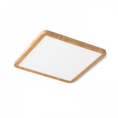 HUE SQ17 LED Stropní, podhledové svítidlo čtvercové, základna kov, rámeček dřevo buk světlý, difuzor plast opál, LED 1x18W, teplá 3000K, 1620lm, Ra80, 230V, IP20, tř.2. rozměry 175x175x9mm