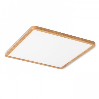 HUE SQ22 LED Stropní, podhledové svítidlo čtvercové, základna kov, rámeček dřevo buk světlý, difuzor plast opál, LED 1x22W, teplá 3000K, 2160lm, Ra80, 230V, IP20, tř.2. rozměry 225x225x9mm