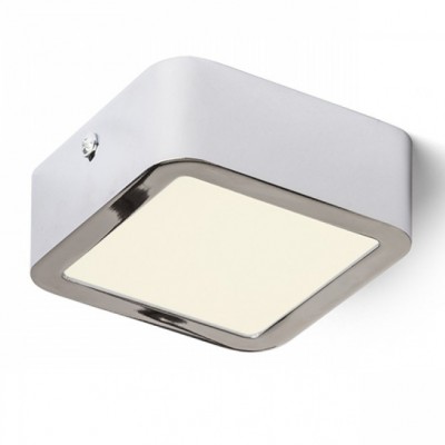 HUE SQ9 LED Stropní přisazené svítidlo čtvercové, základna kov, rámeček chrom lesk, difuzor plast opál, LED 1x6W, teplá 3000K, 540lm, Ra80, 230V, IP20, tř.2. rozměry 92x92x34mm