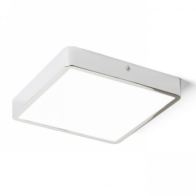 HUE SQ22 LED Stropní přisazené svítidlo čtvercové, základna kov, rámeček chrom lesk, difuzor plast opál, LED 1x22W, teplá 3000K, 2160lm, Ra80, 230V, IP20, tř.2. rozměry 228x228x34mm