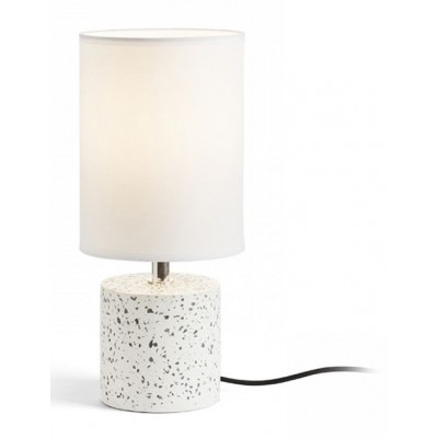 CAMINO Stolní lampa, povrch tělesa imitace teraso/cement, stínítko textil bílá, pro žárovku 1x28W, E27, 230V, IP20. rozměry d=150mm, h=335mm.