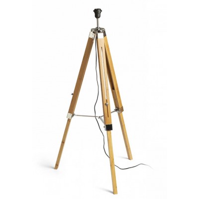 ALVIS Stojací lampa s objímkou, stojanový podstavec, těleso dřevo bambus s chromovými prvky, pro žárovku 1x28W, E27, 230V, IP20. rozměry 620x775-1210mm.