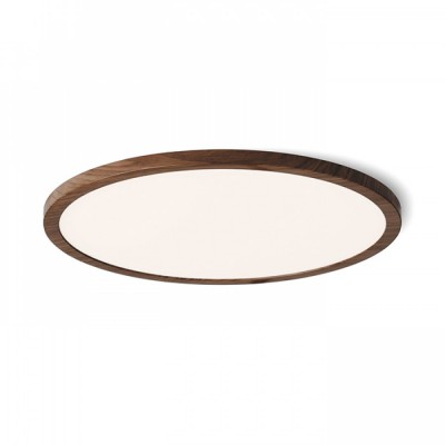 HUE R22 LED Stropní, podhledové svítidlo, základna kov, rámeček  dřevo ořech tmavý, difuzor plast opál, LED 1x22W, teplá 3000K, 2160lm, Ra80, 230V, IP20, tř.2. rozměry d=225mm h=9mm