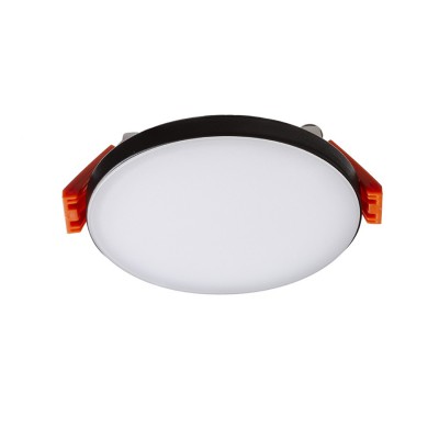 BJORK Stropní, podhledové svítidlo, kruhové, rámeček černá, LED 6W, 570lm, teplá 3000K, Ra80, 230V, IP20, rozměry d=90mm, h=10mm, trafo na kabelu