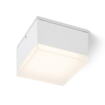 ORIN Venkovní stropní svítidlo, těleso kov, povrch bílá, difuzor plast opál, LED 10W, teplá 3000K, 800lm, Ra80, 230V, IP54, rozměry 108x108mm, h=70mm.