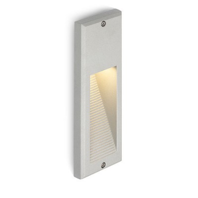 FACA Vestavné svítidlo do stěny, těleso hliník, povrch šedostříbrná, LED 2W, teplá 3000K, 130lm/cca 6W žár, 230V, IP54, tř.1, 230x80x100mm, vč mont boxu, sví dolů