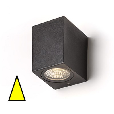 KUBI I Nástěnné venkovní bodové svítidlo, základna hliník, povrch šedočerná antracit, sklo čiré, LED 1x3W, teplá 3000K, 1x213lm, 230V, IP54, tř.1, 80x65x80mm, svítí dolů