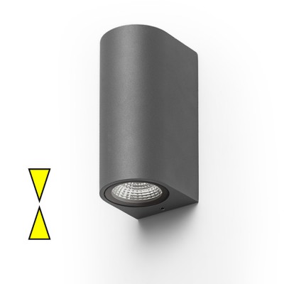 ZACK II Nástěnné venkovní bodové svítidlo, základna hliník, povrch šedočerná antracit, sklo čiré, LED 2x3W, teplá 3000K, 2x195lm, 230V, IP54, tř.1, 150x65x90mm, svítí nahoru/dolů