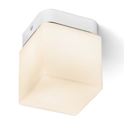 ESICA SQ Stropní, přisazené svítidlo, základna kov, povrch chrom, difuzor sklo opál, LED 6W, teplá 3000K, 435lm/cca 24W žár, 230V, do koupelny IP44, tř.1, 100x100x120mm