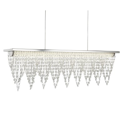 DRAPE Závěsné svítidlo, těleso kov, povrch chrom stříbrná lesk, difuzor plast mat s ověsy, LED 1x15W, neutrál 4000K, 1200lm, 230V, IP20, tř.1. rozměry 240x120x650mm, vč závěsu l=1150mm, lze zkrá