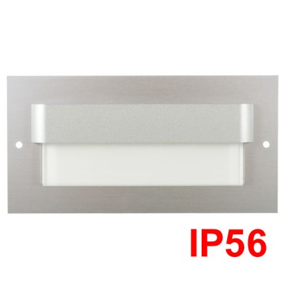 TONGA MAX Vestavné svítidlo do stěny, těleso hliník, difuzor plast mat, LED 1,6W, teplá 3000K, 10V DC, IP56, 143x73mm, mont.otvor 2x d=60mm, montážní box samostatně