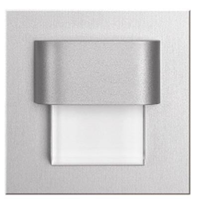 TONGA MINI-KW Vestavné svítidlo do stěny, těleso nerez broušená, difuzor plast mat, LED 0,4W, bílé, 10V DC, IP20, 60x60mm, mont.otvor=50mm, mont box SAMOSTATNĚ