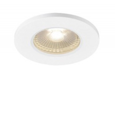 KAMUELA ECO Stropní, vestavné, bodové svítidlo, těleso hliník, povrch bílá, LED 6,5W, 400lm, neutrální 4000K, Ra80, stmívatelné triac, 230V, IP65, tř.2, rozměry d=88mm, h=71mm, požární odolnost 90min