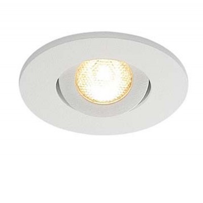 NEW TRIA MINI Vestavné, bodové, svítidlo výklopné +-30°, těleso hliník, povrch bílá, LED 2,2W, 143lm, teplá 3000K, 230V, IP44, tř.1, rozměry d=52mm.