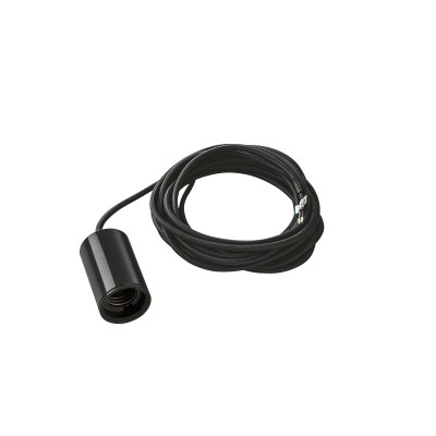 FITU PENDANT Závěsný kabel s objímkou, krytka hliník, povrch černá, pro žárovku 1x60W, E27, 230V, tř.2, rozměry d=44mm h=91mm, vč. závěsného kabelu s textilním úpletem 5000mm