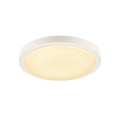 AINOS LED Stropní stropní nebo nástěnné venkovní svítidlo, těleso hliník, povrch bílá, antracitová, difuzor plast, LED teplá 3000K, 1430lm, 100-277V, IP44, rozměry d=300mm h=65mm