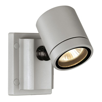 HAGR 1X50W GU10, 230V IP55 Stropní stropní nebo nástěnné venkovní bodové svítidlo, nastavitelný směr svícení, těleso hliník, povrch šedostříbrná, antracitová, krycí sklo čiré, pro žárovku 1X50W, GU10, 230V, IP55, rozměry d=50mm h=105mm l=80mm