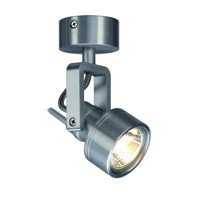 INDA SPOT GU10 Stropní svítidlo bodové, nastavitelný směr svícení, základna hliník, povrch česaný hliník, barva bílá nebo černá, pro žárovku 1x50W, GU10 ES50, 230V, IP20, tř.1, rozměry d=60mm, h=130mm