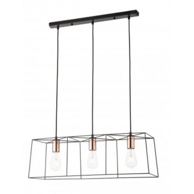 OEIRAS S3L Závěsné svítidlo, základna kov, povrch černá a měděná, pro žárovku 3x42W, E27, 230V, IP20, tř.1, rozměry hlavice: 700x220x230mm, vč. záves lanek, h=1250mm, lze zkrátit.