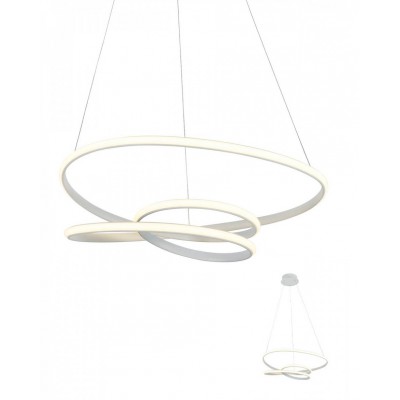 BULQIZE III Stropní svítidlo, těleso kov, povrch bílá mat, difuzor plast opál, LED 57W, 5073lm, teplá 3000K, stmívatelné, 230V, Ra82, IP20, tř.2, rozměry 620x600mm, vč závěs lanka h=1200mm, lze zkráti