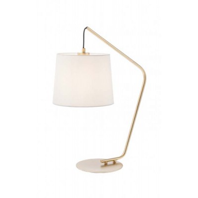 KERMIT Stolní lampa, těleso kov, povrch černá mat/zlatá mat, stínítko textil šedá/béžová, pro žárovku 1x42W, E27, 230V, IP20, tř.2, rozměry d=230mm, h=550mm.