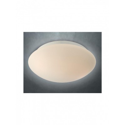 IBIS Přisazené stropní svítidlo do koupelny, voděodolné, základna kov, povrch bílá, difuzor foukané sklo bílá opál, pro žárovku 1x52W, E27, 230V, IP44, tř.1, rozměry d=300mm, h=110mm