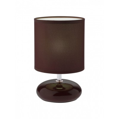 FIVE Stolní dekorativní lampa, těleso kov, povrch hnědá, stínítko textilní látka barva COFFE, pro žárovku 1x28W, E14, 230V, IP20, tř.2, rozměry d=130mm, v=200mm
