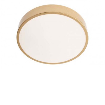 SEMOTO 24W, CCT Stropní svítidlo, těleso kov, povrch zlatá mat, LED 24W, CCT přepín teplota teplá 3000K/neutr 4000K/denní 6500K vypínačem vyp/zap, 1380lm, 230V, IP20, tř.1, rozměry d=300mm, h=50mm.