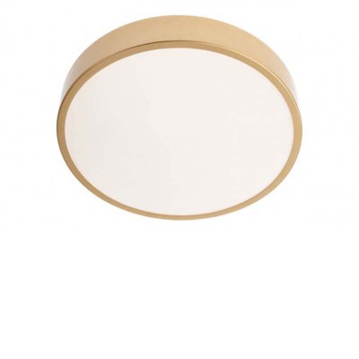 KNOB Stropní svítidlo, těleso kov, povrch zlatá mat, LED 24W, CCT nastav teplota teplá 3000K-denní 6500K pomocí vypínače, 1380lm, 230V, IP20, tř.1, rozměry d=300mm, h=50mm.