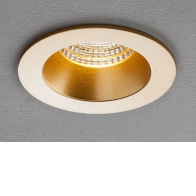 MT 144 LED Vestavné stropní bodové svítidlo, těleso hliník, povrch zlatá mat, LED 9W, 967lm, teplá 3000K, 230V, IP20, tř.2, rozměry d=90mm, h=65mm.