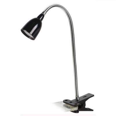 LARIX LED 2,5W VÝPRODEJ Stolní lampa, flexibilní rameno, husí krk, nastav směr svícení, materiál kov/plast, povrch chrom/černá, LED 2,5W, 170lm, teplá 3000K, 230V, IP20, tř.1, rozměry 410x160mm, uchycení pomocí k