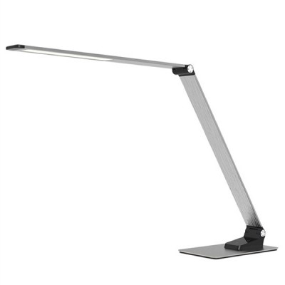 INTICO LAMP LED 11W nastavitelná teplota CCT Stolní lampa, těleso hliník broušený, detaily černá, difuzor plast opál, LED 1x11W, 550lm, CCT nastav teplota teplá 3000K neutr 4500K denní 6000K, se stmívačem, Ra80, 230V, IP20, rozměry 3