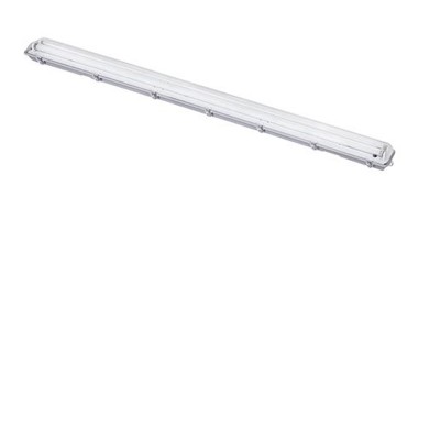 HULST 2x150W, T8/G13 Stropní průmyslové prachotěsné svítidlo, těleso kov šedá, krycí plast čirý, pro LED zářivku 2x150cm, T8/G13, 230V, IP65, rozměry 102x76mm, l=1562mm, LED zářivku SAMOSTANĚ, jednostranné zapojení