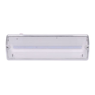 SURI LED 3,2W IP65 NOUZOVÉ Nouzové svítidlo, výdrž baterie NiCd >3h, těleso plast, povrch bílá, kryt plast čirý, LED 3,2W, 175lm, 230V, IP20, tř.1, rozměry 352x110x67mm.