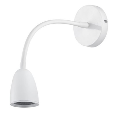 MOLY WL 4W Nástěnné svítidlo, těleso plast bílá/černá, flexi rameno, LED 4W, 280lm, teplá 3000K, stmívání 3 stupňové, 230V, IP20, rozměry základna 120x300x75mm, vypínač na kabelu.