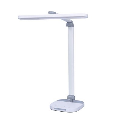 MATRO TL 10W CCT Stolní lampa s nočním světélkem, vyklápěcí a natáčecí rameno, těleso plast, povrch bílá a šedá, LED 10W, 800lm, CCT nastav teplota 3000K-6000K, stmív., napájení přes USB, IP20, 450x155x370mm.