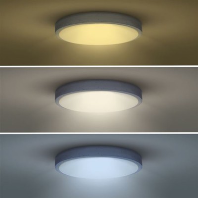 GREY 48W/60W CCT Stropní svítidlo, těleso kov, povrch imitace beton, dif plast opál, LED 48W/60W, dálk ovl. (součástí) lze nastavit CCT teplá 3000K - denní 6500K, stmív, 230V, IP20, rozměry dle typu.