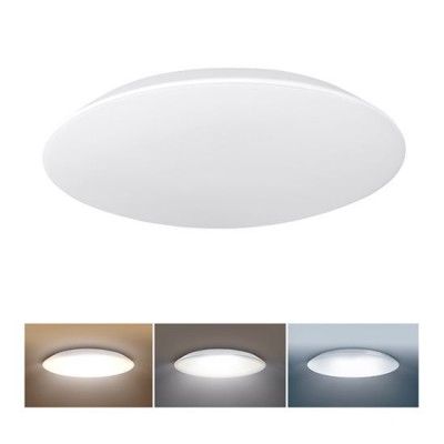 HUCHT 12W/18W/28W CCT Stropní svítidlo, těleso plast bílá, dif plast opál, LED 12W/1020lm, 18W/1530lm, 28W/2380lm, přepín. CCT teplá 3000K/neutrální 4000K/denní 6500K, 230V, do koiupelny IP54, rozměry dle typu.