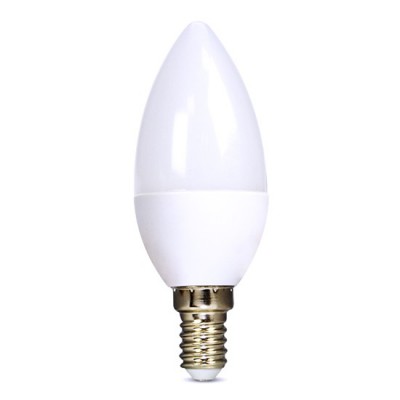 LED žárovka 6W E14 Světelný zdroj LED žárovka svíčková, materiál kov, difuzor plast opál, LED 6W, 510lm, E14, teplá 3000K, 230V, střední životnost 20.000h, rozměry d=37mm, h=104mm.