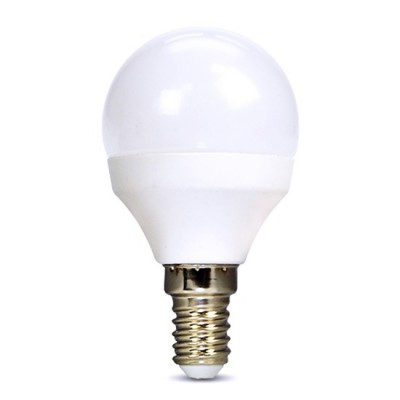 LED žárovka E14 MINIGLOBE d=45mm Světelný zdroj žárovka kapková, zákl plast bílá, difuzor plast mat, LED 6W, E14, teplá 3000K, 510lm, Ra80, 230V, stř život 35.000h, 100.000x zap/vyp, d=45mm