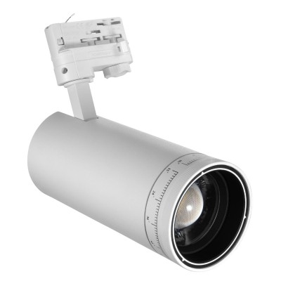 GALLERY DALI 30W, ZOOM 15°-60; Ra90, UGR<19 Bodové svítidlo, hliník bílá, LED 30W, 2250lm, stmívání DALI, přepín  CCT teplá 2700K-neutr 4000K-denní 6500K, ZOOM vyzař úhel 15°- 60°,  Ra80+, UGR<19, 230V, IP20, d=92mm, l=205mm, do 3F lišty DALI