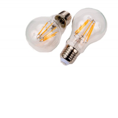 LED žárovka E27 FILAMENT Světelný zdroj, retro žárovka, tvar hruškový, sklo čiré, LED 8W, E27, 990lm, teplá 2700K, stmív. TRIAC, Ra80, 230V, životnost 25.000 hod, IP20, d=60mm, l=108mm.