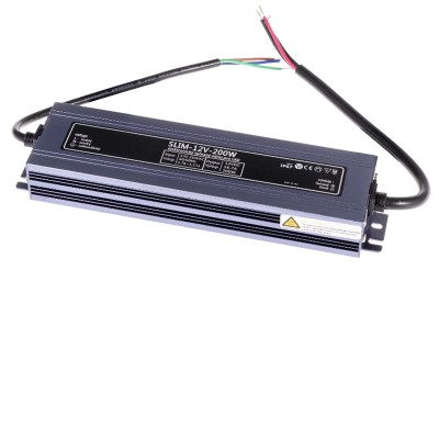 LED zdroj 12V 200W, IP67 Napájecí zdroj pro LED pásky, vstup 230V, výstup 12V, 200W, IP67, rozměry 238x58x32mm, ochrana proti přehřátí, zkratu a přetížení.